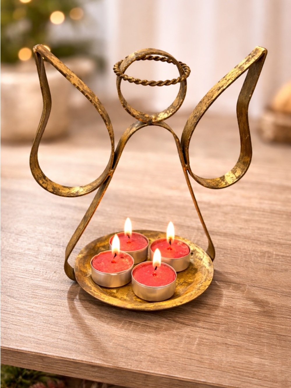 Gold Angel Tea Light Holder Decorative Candle Stand